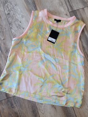 NWT ATM Palm Print Silk Top